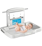 Baby Changing Station, Wall Mounted Horizontal Diaper Changing Table Foldable Changing Station wi...
