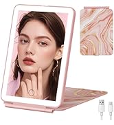 FUNTOUCH Rechargeable Travel Makeup Mirror with Light, 2000mAh Portable Makeup Mirror with 3-Colo...