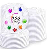 100 PCS Paint Tray Palettes for Kids, Plastic Paint Pallet with 10 Wells, inifus Acrylic Artist P...