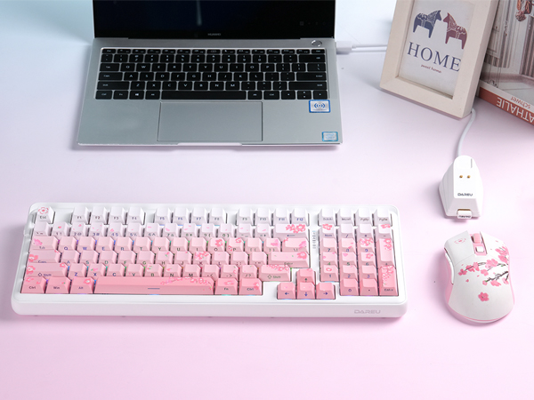 Sakura Pink gaming keyboard and mouse combo
