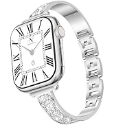 Newlibery Silver Slim Watch Bands for Women Compatible with Apple Watch 38mm 40mm 41mm 42mm (S10/...