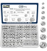 Vifmy Locknuts Assortment Kit (220 Piece),6#32 8#32 10#24 10#32 1/4"-20 5/16"-18 3/8"-16 1/2"-13 ...