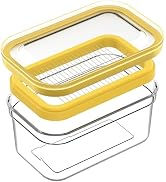 UNIVIVO Plastic Butter Cutter Slicer, Large Airtight Butter Dish Container with Lid for Fridge, E...