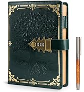 WEMATE Lock journal with Pen & Gift Box,A5 260 Pages,Refillable,Hardcover Leather Password Notebo...