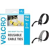 VELCRO Brand 150pk Cable Ties Value Pack | Replace Zip Ties with Reusable Straps, Reduce Waste | ...