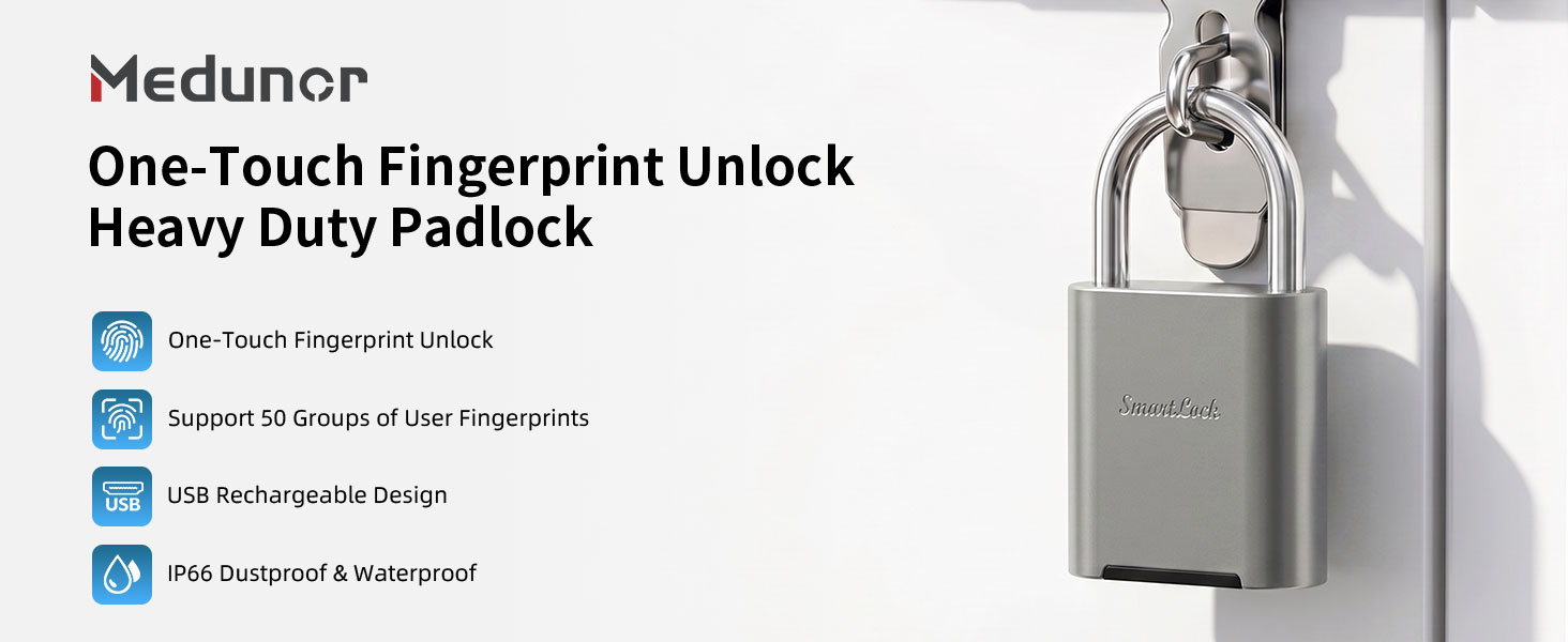 One-Touch Fingerprint UnlockHeavy Duty Padlock
