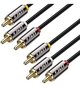 J&D Audio Video RCA Cable, Gold Plated 3 RCA Male to Male Stereo AV Cable - 3 Feet, Compatible wi...