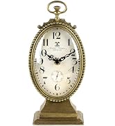 NIKKY HOME Small Vintage Gold Table Clock, French Country Classic Elegant Silent Battery Operated...