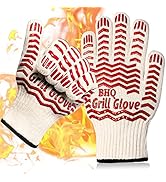 Extreme Heat Resistant BBQ Oven Safety Gloves-BBQ Glove-Grill Gloves,Thick but Light Weight for K...