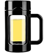 PARACITY Tea Infuser Bottle with Handle, Tea Tumbler Double Wall Borosilicate, Travel Tea Bottle ...
