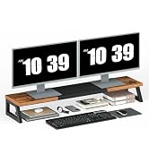 HOOBRO Dual Monitor Stand Riser, 39 Inch Large Computer Monitor Stand for 2 Monitors, Computer Mo...
