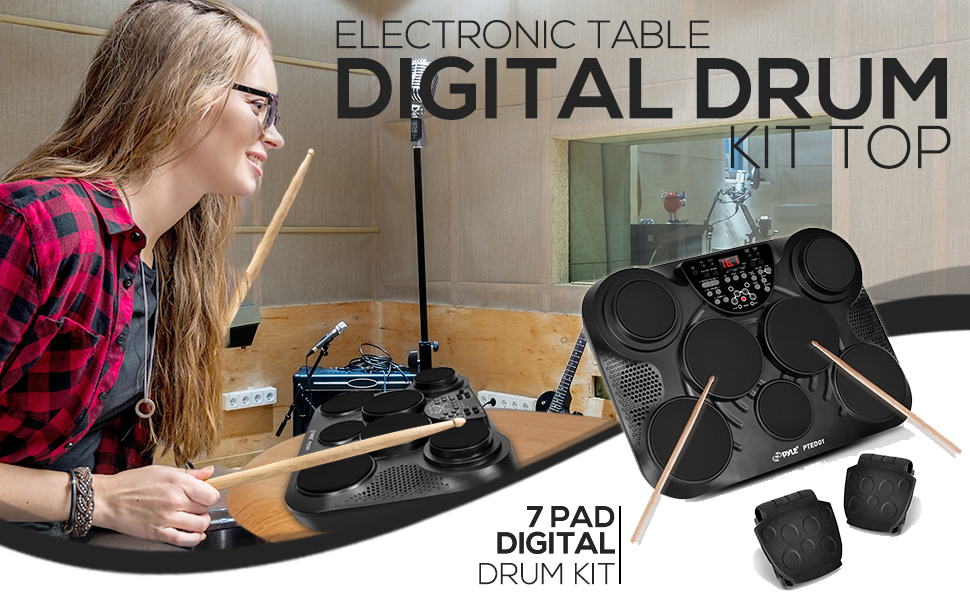 Electronic Table Digital Drum Kit Top w/ 7 Pad Digital Drum Kit
