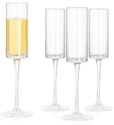 Ciaell Champagne Flutes Set of 4 - Vintage Crystal Hand Blown Champagne Glasses With Long Stem - ...