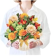 Freshcut Paper Pop Up Cards, Pumpkin Spice, 12 Inch Life Sized Forever Flower Bouquet 3D Popup Gr...