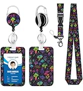 Mushroom Badge Holder Lanyard ID Card Holders Detachable Name Tag Clips Cute Funny Nurse Teacher ...