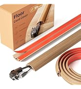 DELAMU 5ft Self-Adhesive Floor Cord Cover, 1.2" Diameter, Brownwood | Cord Covers for Wires on Fl...