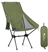 Outplea Foldable Lightweight High Back Camping Chair with Pocket for Outdoor, Portable Travel Cha...