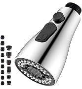 PerPaiMe Metal Kitchen Faucet Head Replacement - with 15 Adapters, Pull Down Spray Head for Kitch...