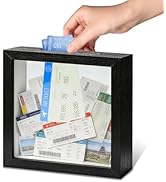5x5 Shadow Box Frame, HD Glass Wooden Hollow Photo Frame, Shadow Box with Top Slot , Suitable for...