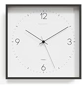 mooas Modern Frame Wooden Wall Clock Black, 12" Non-Ticking Sweep Movement Decorative Battery Ope...
