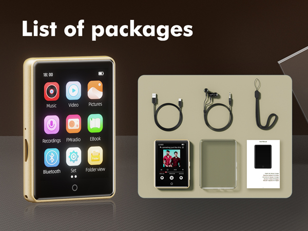 64GB MP3 Player with Bluetooth 5.3, Portable Music Player with Voice Recorder ,FM Radio, Pedometer