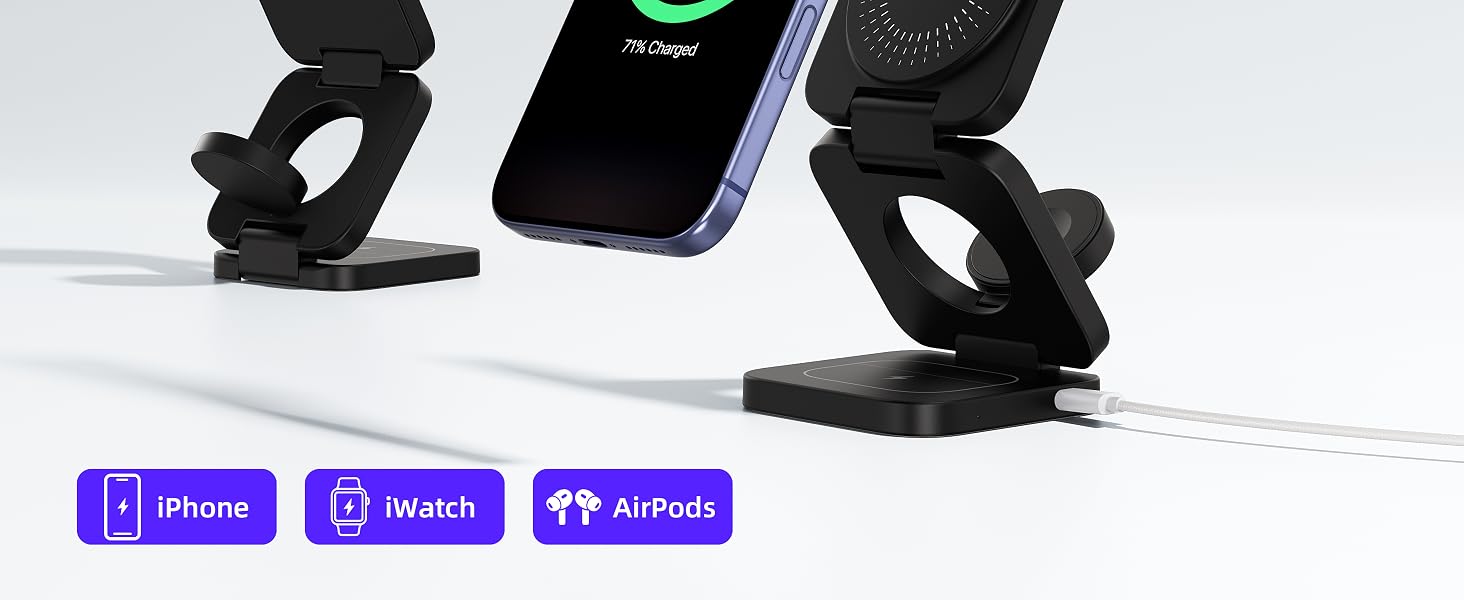 compatible with magsafe charger stand for apple 3 in 1 wireless charging station
