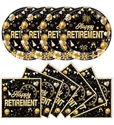 40Pcs Retirement Paper Plates and Napkins Party Supplies, Disposable Happy Retirement Decorations...