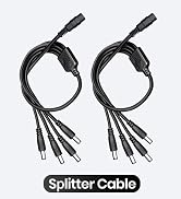 OXZEEWEE 2 Pack 1 to 4 Way DC Power Splitter Cable, 1 Female to 4 Male DC Black Power Output Y Ad...