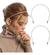Niyanghome 2 Pcs Metal Headbands for Women, Brown Headpiece Wire Headband Trendy & Cute, Thin Hea...