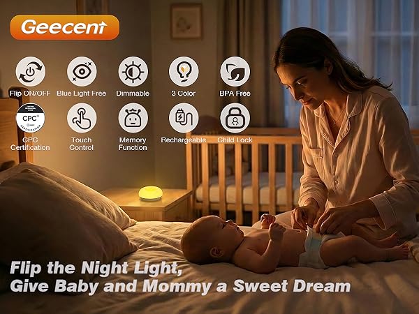 Geecent Flip Night Light, give baby and mommy a sweet dream