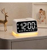 JALL Digital Alarm Clock with FM Radio for Bedroom, 8 Colors Night Light with Charging Port, Slee...