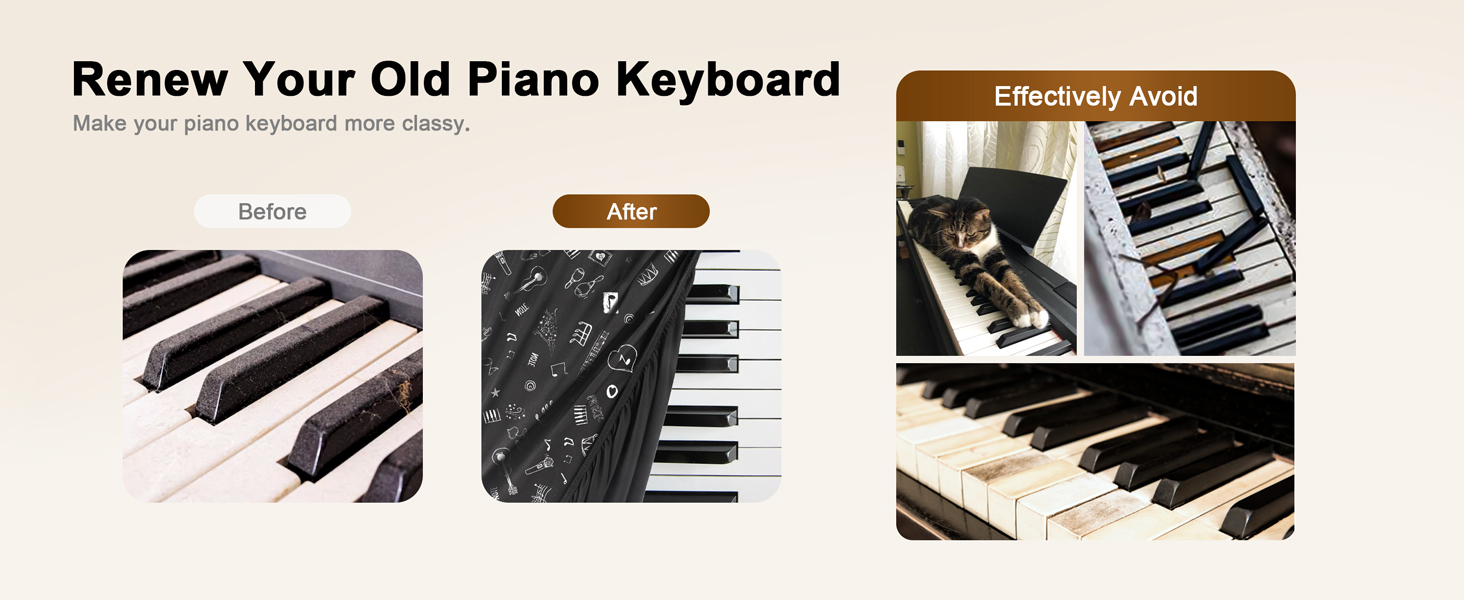 Piano Keyboard Dust Cover with Music Stand