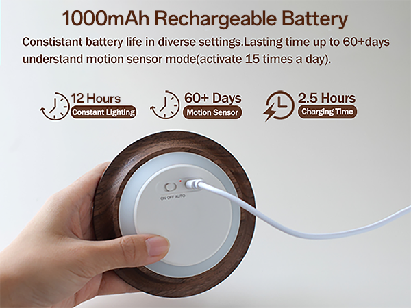 Rechargeable Wood Motion Sensor Night Light