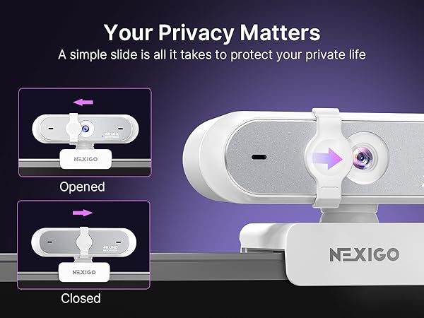 N660P Pro is mounted on a desktop, with a small inset showing privacy cover open/closed.