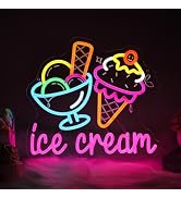 Ice Cream Neon Sign for Wall Decor, Dimmable LED Neon Light USB Powered, Light up Gelato Neon Sig...