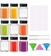 SAIAOKJ 9 Pack 2 oz Glass Shot with Lids for Liquids,Mini Bottles Wide Mouth Leakproof,Reusable S...
