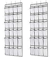 SAVERHO Hanging Shoe Organizer, Over The Door Shoe Organizer with 24 Mesh Large Pockets Door Shoe...