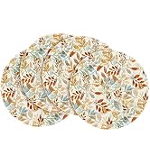 Artoid Mode Leaves Round Fall Placemats Set of 4, 14 Inch Seasonal Autumn Thanksgiving Round Tabl...