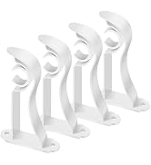 Curtain Rod Brackets, Heavy Duty Curtain Rod Hooks, 4 Pack White Curtain Rod Holders Hangers Wall...