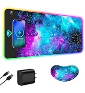 ToLuLu Wireless Charging RGB Gaming Mouse Pad, 15W LED Mouse Mat with 30W Charger, 14 Light Modes...