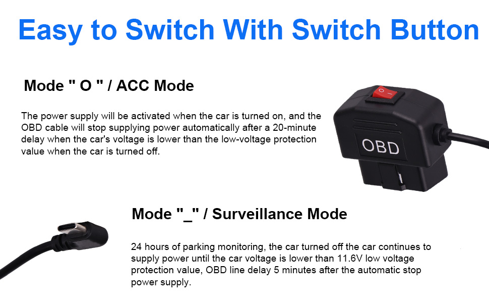 OBD2 to Type C Adapter Hardwire Charger Cable
