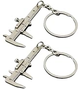 2Pcs Silver Fashion Mini Vernier Caliper Keychain Zinc Alloy 3D Movable Precision Miniature Pocke...