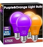 Briignite Light Blub,Halloween Light Bulbs Purple Orange 4Pack Dusk to Dawn | 6W 40W Equivalent, ...