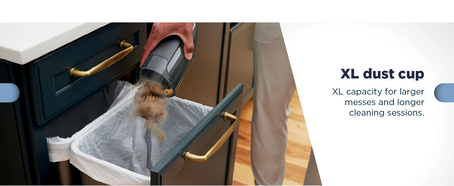 On the go USB charging XL dust cup