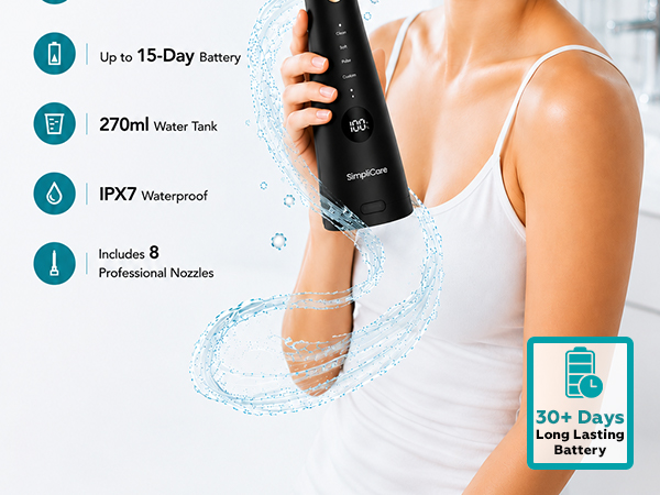 SimpliCare F5052 cordless water flosser for daily oral care and deep cleaning