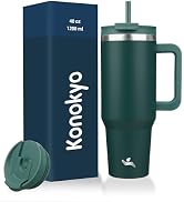Konokyo 40 oz Insulated Tumbler Water Bottle with Handle, Straw Lid | BPA-free and dishwasher saf...