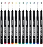 TWOHANDS Drawing Micro Art Pens, Set of 12, 0.25mm, Colors 01 | Fineliner Ink Pens, Technical Dra...