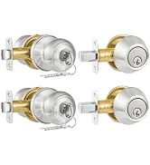 Plustool 2 Pack Entry Door Lock and Single Cylinder Deadbolt Combo Set, Keyed Alike Satin Nickel ...