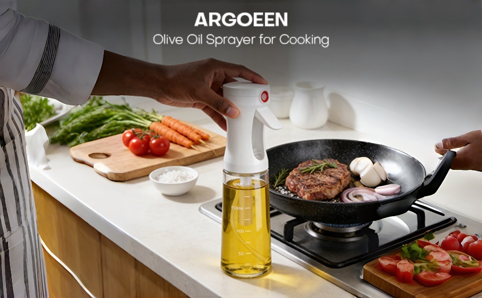 Oil Sprayer for Cooking, 7oz Even Fan-Shaped Mist Olive Oil Dispenser for Kitchen
