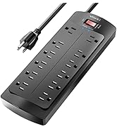 Power Strip,YISHU 8 Ft Surge Protector with 12 Outlets and 8 Feet Extension Cord,2700 Joules, Wal...